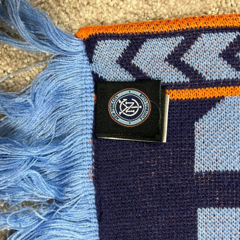 Adidas Unisex OSFA Blue‎ Orange Winter Fringe New York City FC MLS Scarf NWT